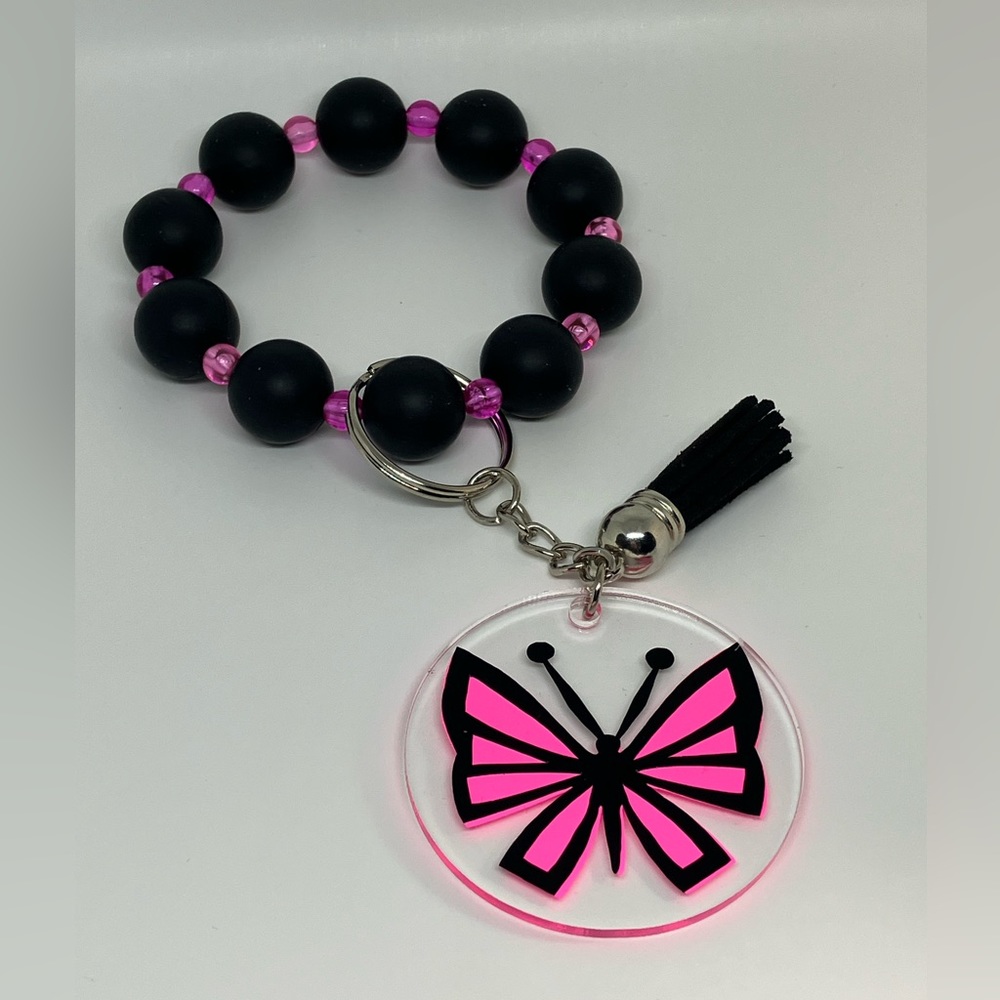 Butterfly Silicone wristlet keychain